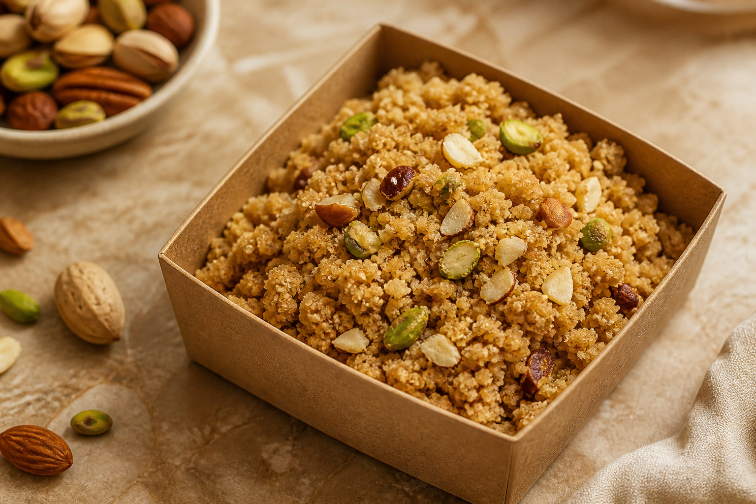 Panjiri roasted flour sweet with ghee and nuts