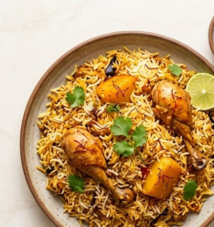 Authentic chicken dum biryani with raita, Rasa-e-Lazzat