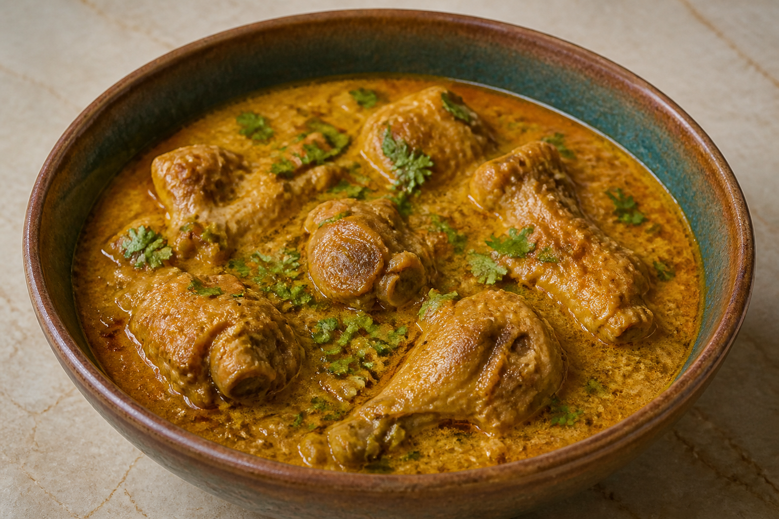 Chicken salan in gravy, with visible chicken pieces