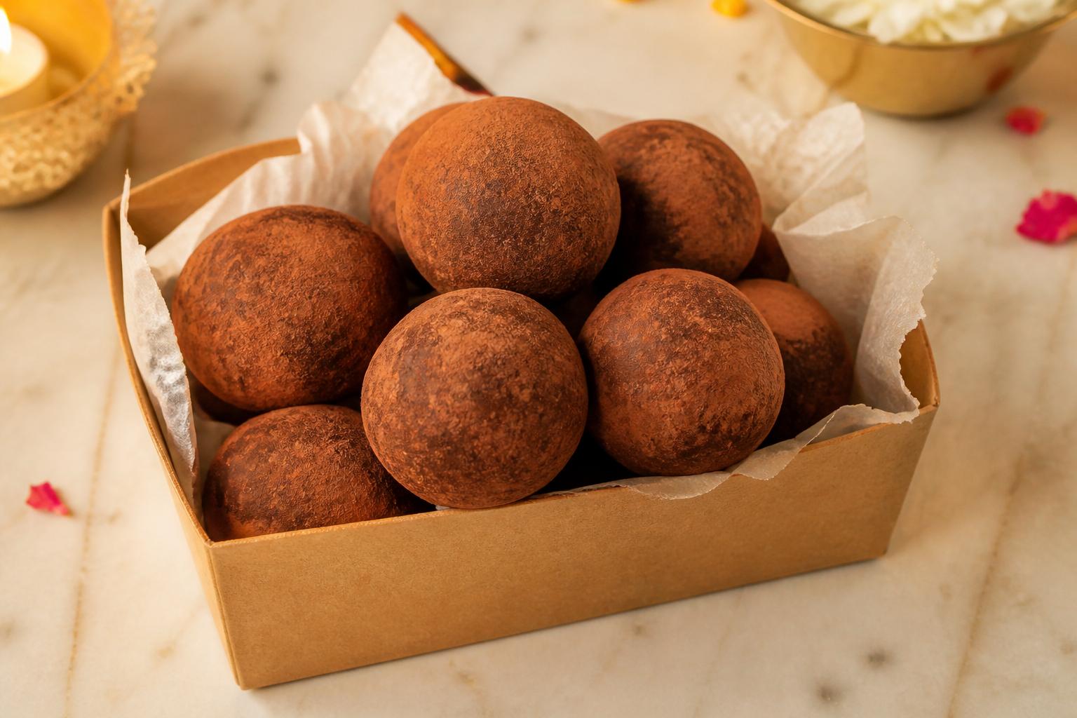 Homemade chocolate milk-powder truffles